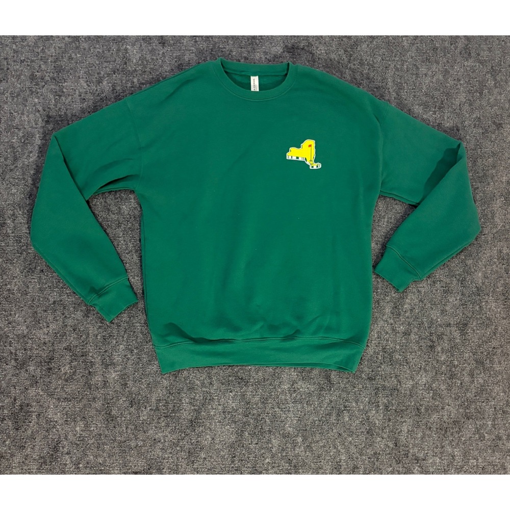 Bella Canvas Mens Green New York Golf Graphic Fleece Sweatshirt Size M
